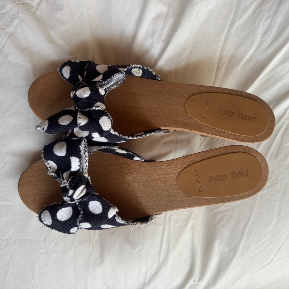 Miu Miu vintage polka dot fabric clogs